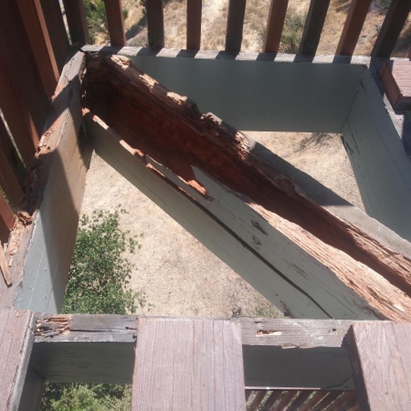 San Rafael Dry Rot Deck Repairs Deck Beam Hollowed