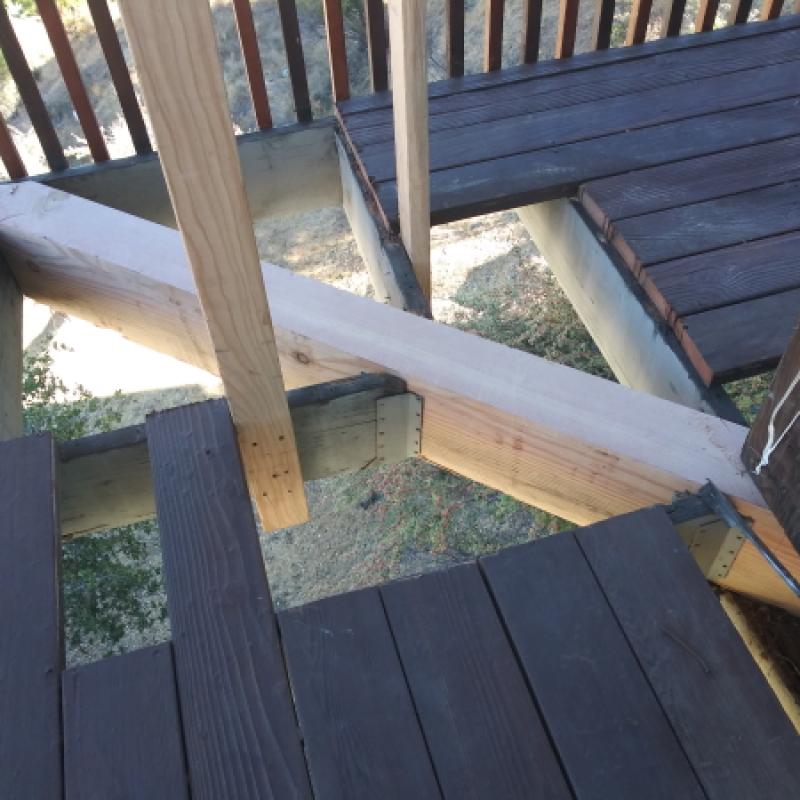 San Rafael Dry Rot Deck Repairs New Lower Deck Beam Exterior View Left Side
