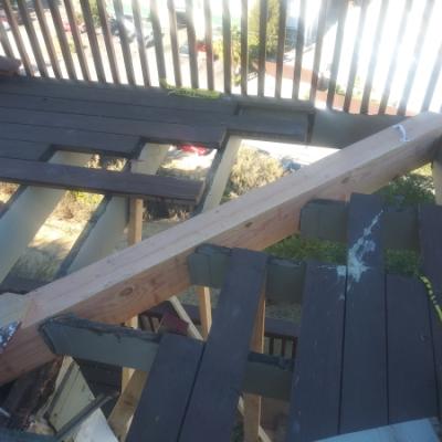 San Rafael Dry Rot Deck Repairs Upper Deck New Beam Install Right Side View
